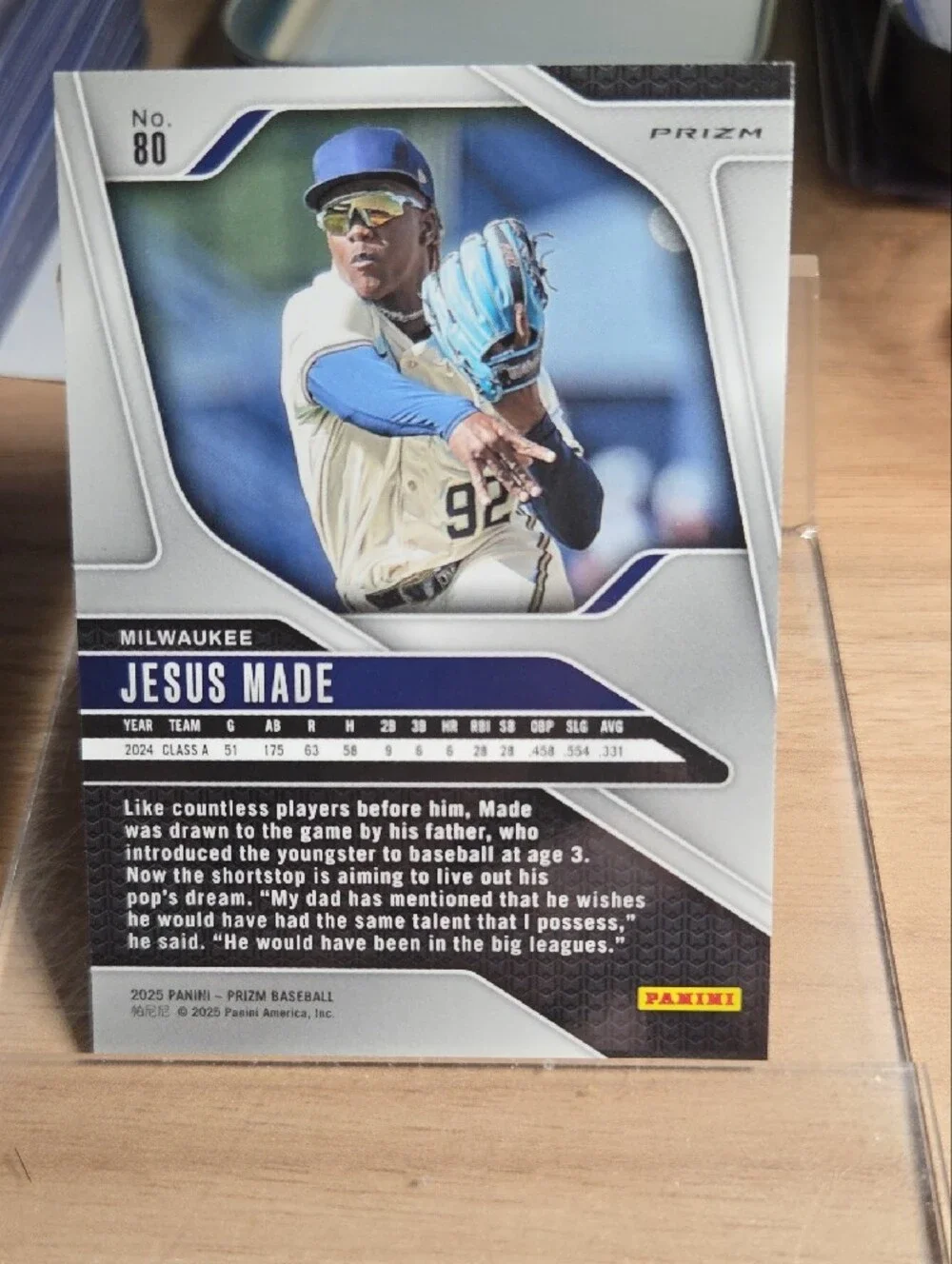 2025 Panini Prizm Blue Ice Holo Jesus Made Baseball Trading Card